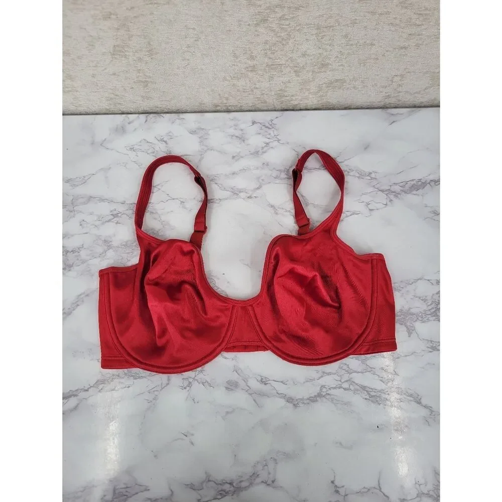 Cacique Red Satin Underwire Bra with Adjustable Straps